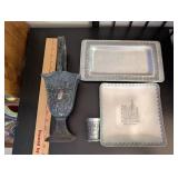 Collection of Vintage Silverplate and Pewter Serving Pieces and Decor