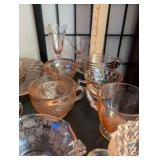 Assorted Vintage Pink Depression Glass Serving and Drinkware Collection
