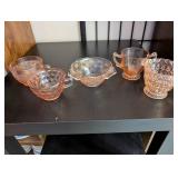 Assorted Vintage Pink Depression Glass Serving and Drinkware Collection