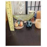 Collection of Vintage Decorative Glass, Ceramic, and Metal Tabletop Items