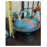Iridescent Carnival Glass Figurines and Bowls Collection