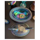 Iridescent Carnival Glass Figurines and Bowls Collection