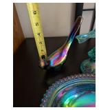 Iridescent Carnival Glass Figurines and Bowls Collection