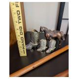 Collection of Decorative Walking Canes, Western Figurines, Golf Plate, and Assorted Items