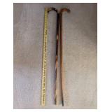 Collection of Decorative Walking Canes, Western Figurines, Golf Plate, and Assorted Items