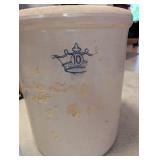 Antique 10-Gallon Stoneware Crock with Crown Mark