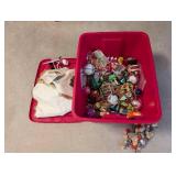 Large Collection of Christmas Ornaments and Tree Skirts