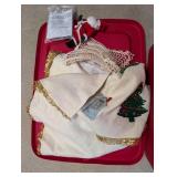Large Collection of Christmas Ornaments and Tree Skirts