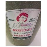 Vintage Hostess Ice Cream Freezer Hand Crank with Green Bucket