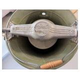 Vintage Hostess Ice Cream Freezer Hand Crank with Green Bucket
