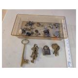 Collection of Vintage Padlocks, Keys, and Antique Skeleton Key