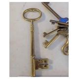 Collection of Vintage Padlocks, Keys, and Antique Skeleton Key