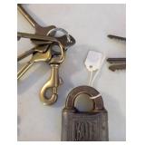 Collection of Vintage Padlocks, Keys, and Antique Skeleton Key