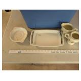 Lot of Assorted Ceramic and Porcelain Tableware in Storage Tote