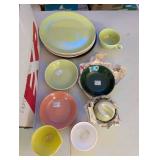 Assorted Vintage Colored Dinnerware and Dishware Lot