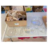 Collection of Glass Apple and Leaf-Shaped Serving Dishes and Bowls