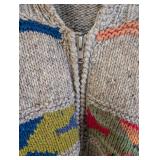 Artisan 100% Wool Sweater with Colorful Pattern and Zipper
