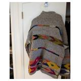 Artisan 100% Wool Sweater with Colorful Pattern and Zipper