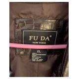 FU DA New York Faux Leather Croc Pattern Trench Coat XL