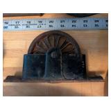 Vintage Industrial Hardware Lot with Wagon Wheel, Cast Iron Pieces, and Tire