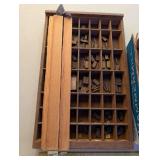 Collection of Vintage Wood Type Letterpress Blocks with Storage Trays