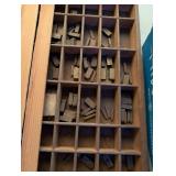 Collection of Vintage Wood Type Letterpress Blocks with Storage Trays