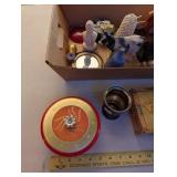 Vintage Collectibles Lot with Tins, Figurines, Framed Art, and Trinket Boxes