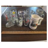 Collection of Assorted Vintage Beer Steins, Mugs, and Bar Glasses