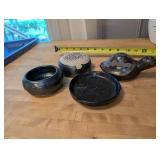 Collection of Southwest Pottery Items Including Turtle Figurine and Ashtray