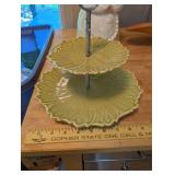 Vintage Ceramic Kitchen Decor Collection with Cookie Jar, Leaf Tiered Tray, Planter, and Bowl