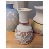 Set of 3 Southwest Style Handcrafted Pottery Vases