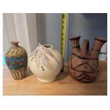 Set of 3 Southwestern Style Pottery Vases and Jugs