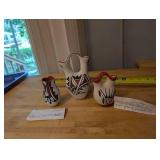 Set of 3 Jemez Pueblo Native American Pottery Vases by Toya and Gachupin