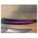 Pair of Antique Decorative Knives with Brass Handles and Sheaths