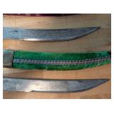 Pair of Antique Decorative Knives with Brass Handles and Sheaths