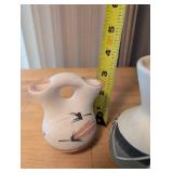 Set of 3 Small Hand-Painted Native American Style Pottery Vases