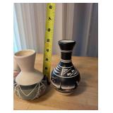 Set of 3 Small Hand-Painted Native American Style Pottery Vases