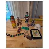 Collection of Native American Themed Dolls and Folk Art Figurines