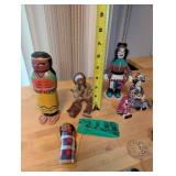 Collection of Native American Themed Dolls and Folk Art Figurines