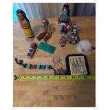 Collection of Native American Themed Dolls and Folk Art Figurines