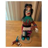Collection of Native American Themed Dolls and Folk Art Figurines