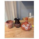 Set of 3 Southwest Style Pottery Vases