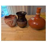 Set of 3 Southwest Style Pottery Vases