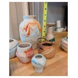 Set of 8 Southwest Style Miniature Pottery Vases