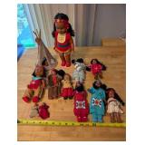 Collection of Native American Style Dolls with Teepee and Accessories