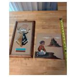 Set of 2 Southwestern Sand Art Wall Hangings