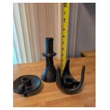 Set of 3 Black Ceramic Candle Holders Assorted Shapes