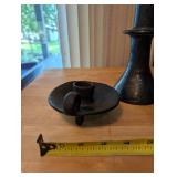 Set of 3 Black Ceramic Candle Holders Assorted Shapes