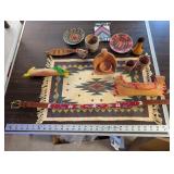 Collection of Native American Style Miniatures, Woven Baskets, Pottery, and Beaded Belt