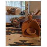 Collection of Native American Style Miniatures, Woven Baskets, Pottery, and Beaded Belt